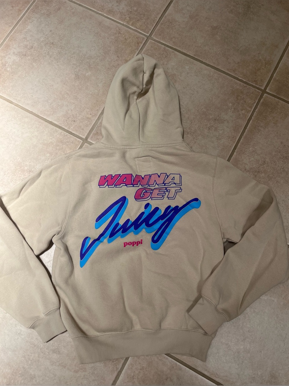 Poppi X Target “Wanna Get Juicy" Beige Graphic Hoodie